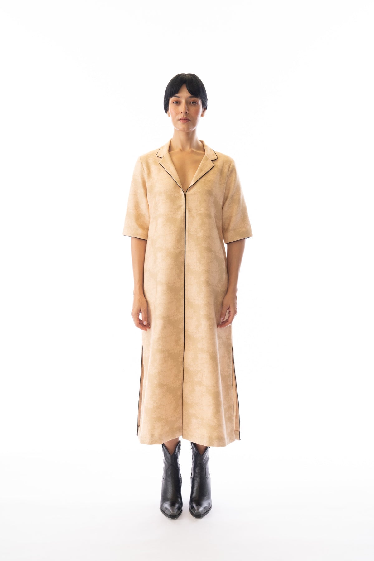 Ivory Collared Midi Dress