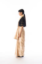Ivory Printed Contrast Border Saree
