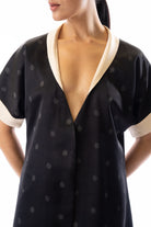 Charcoal collared rose printed shirt dress