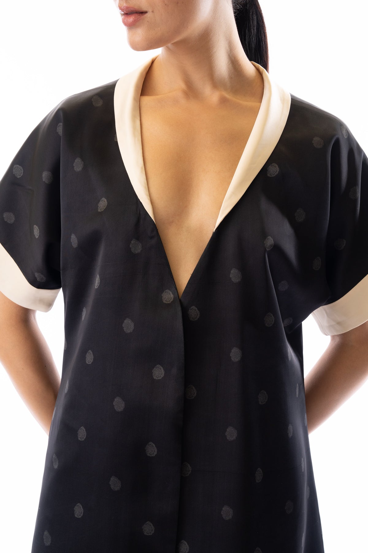 Charcoal collared rose printed shirt dress
