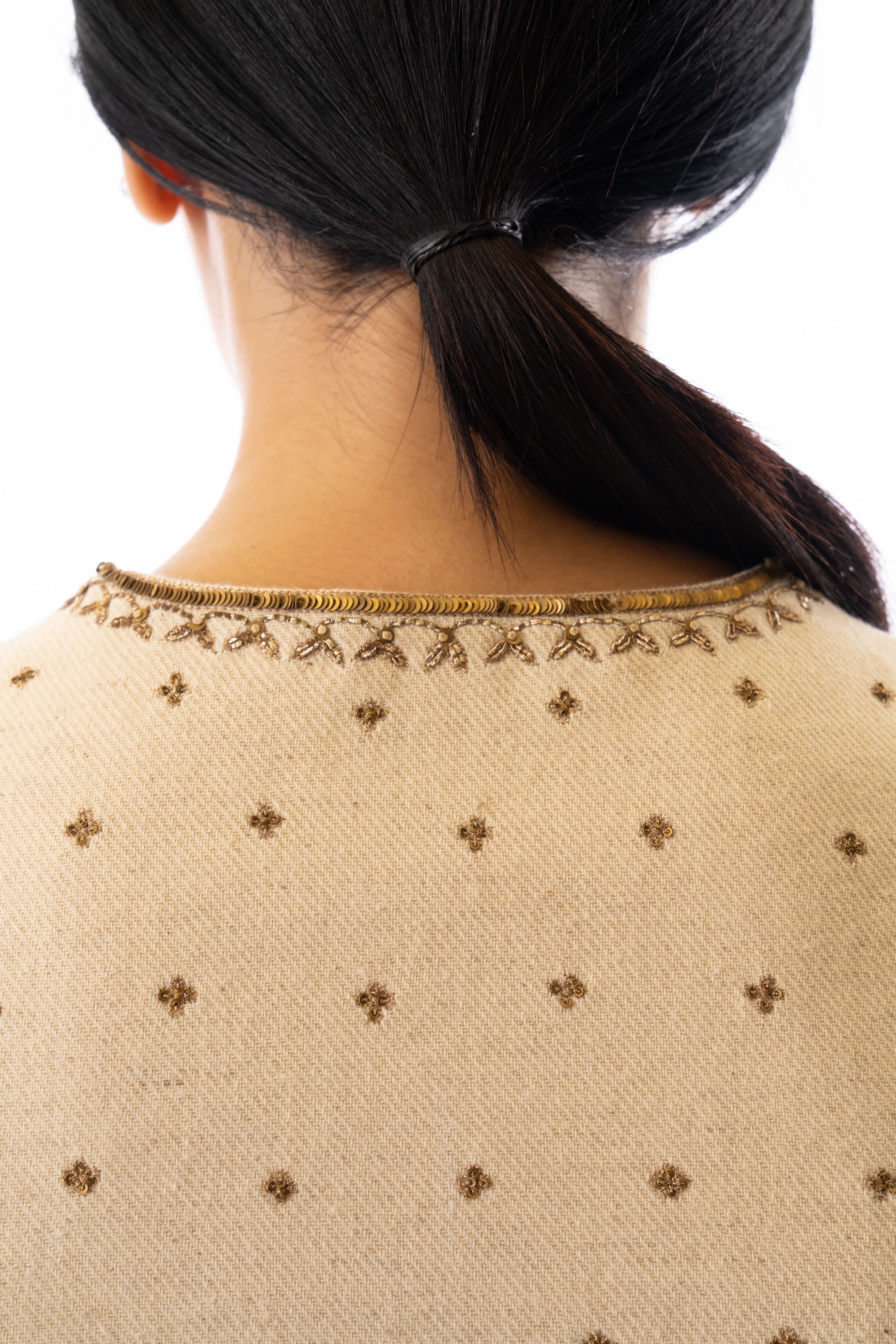 Ivory antique embroidered corset vest
