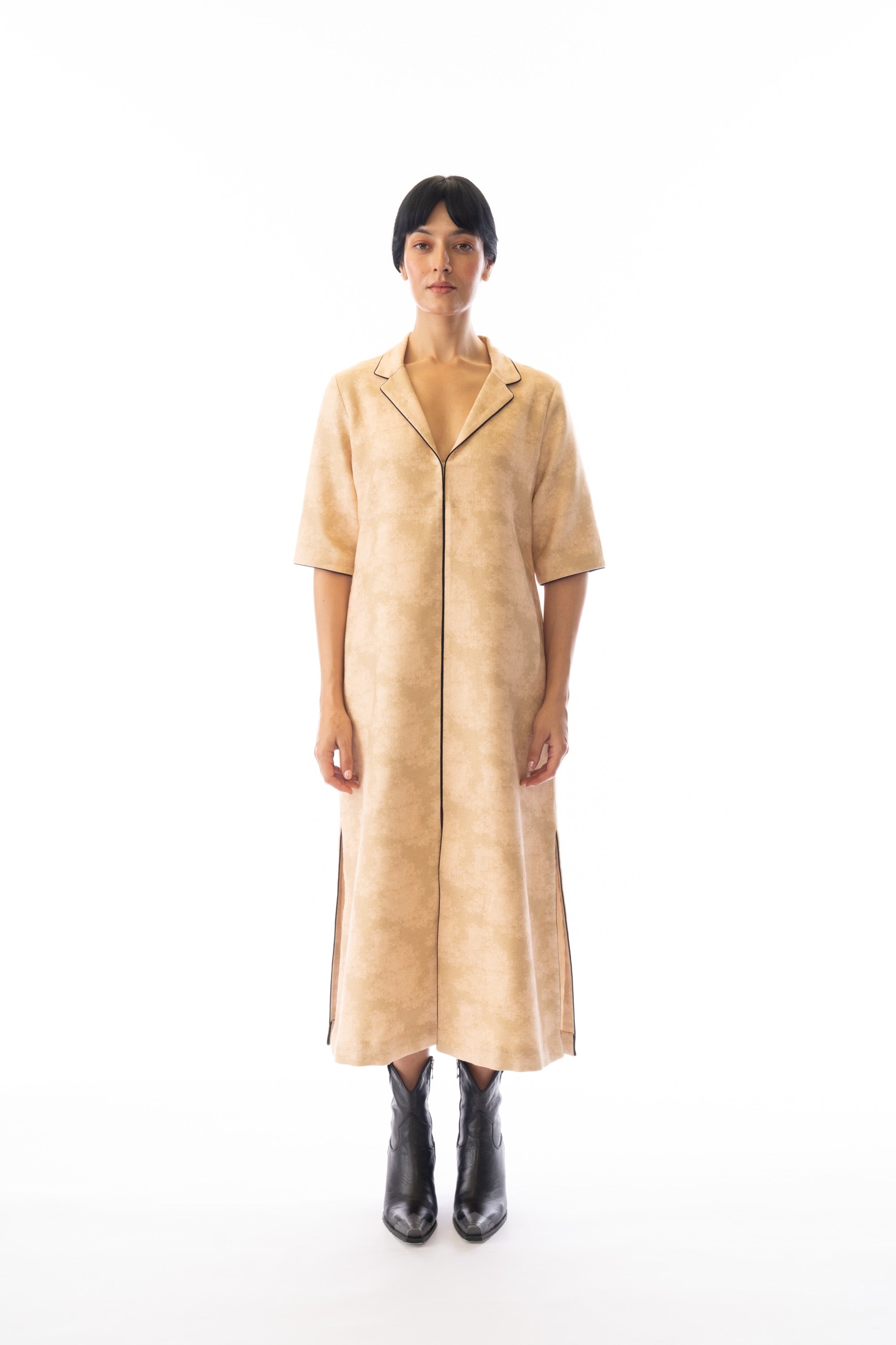Ivory Collared Midi Dress