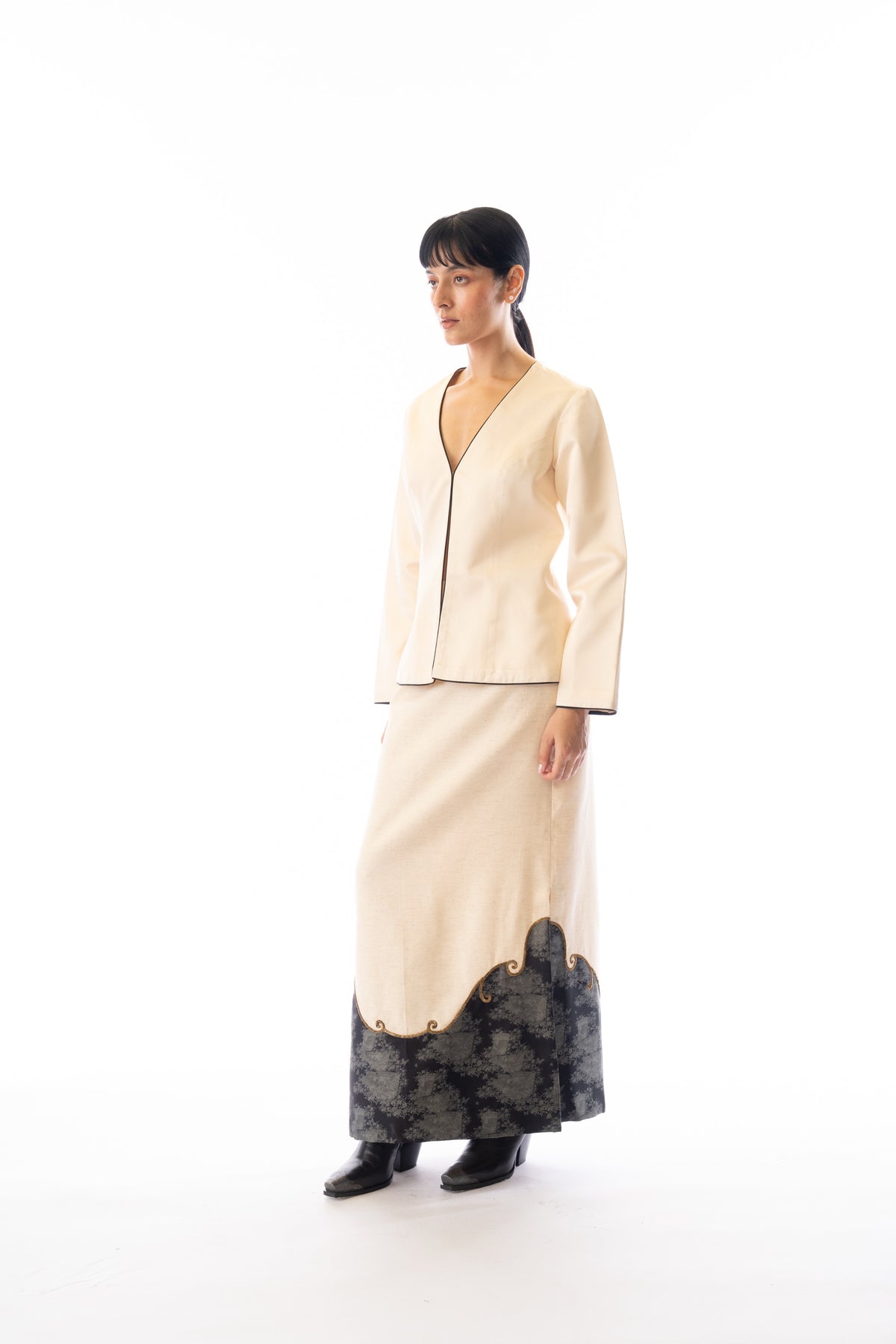 Ivory contrast button shirt