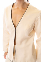 Ivory contrast button shirt